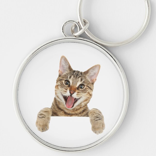 Funny cat T-Shirt Keychain (Front)