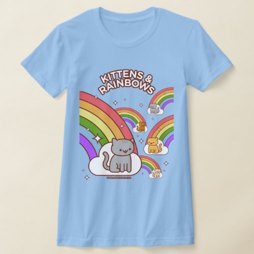 Funny Cat T_Shirt _ KITTENS  RAINBOWS