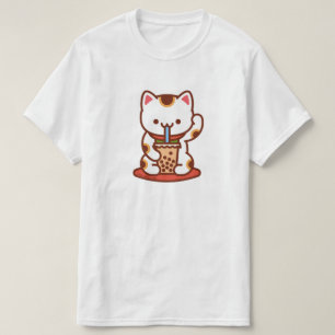 Funny Cat T-shirt - MANEKI-NEKO BOBA KIT-TEA