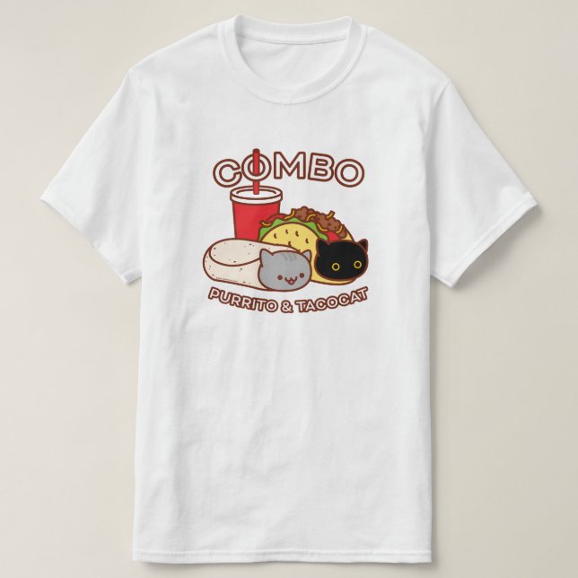 Funny Cat T-Shirt - PURRITO & TACO CAT Combo (Design Front)