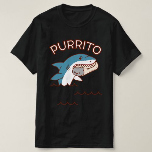Funny Cat T_shirt _ Shark Eating PURRITO