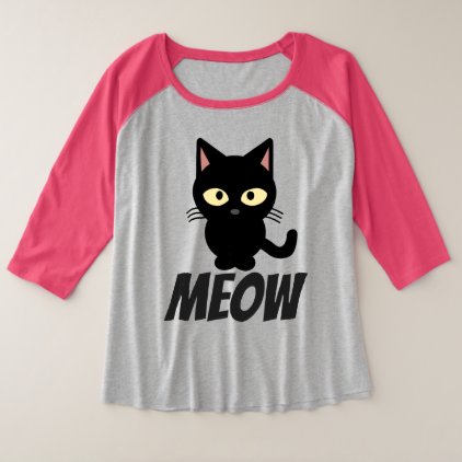 Funny Cat T-shirts, MEOW Plus Size Raglan T-Shirt