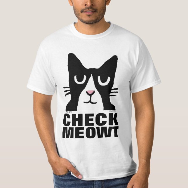 Funny Cat T-shirts, Panda Kitty CHECK MEOWT T-Shirt (Front)