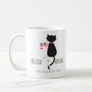 Funny Cat Tails Couple Monogram Wedding Engagement Coffee Mug