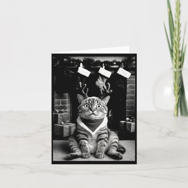 Funny Cat Taking A Selfie Christmas Xmas Pajamas H Card (Front)