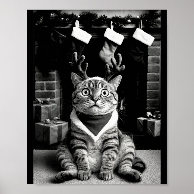 Funny Cat Taking A Selfie Christmas Xmas Pajamas H Poster (Front)