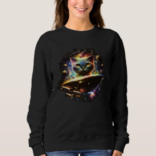 Funny Cat Tee, Galaxy Cat Spaceship Alien Cat 1 Sweatshirt