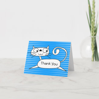 Funny Cat Thank You Card Blue