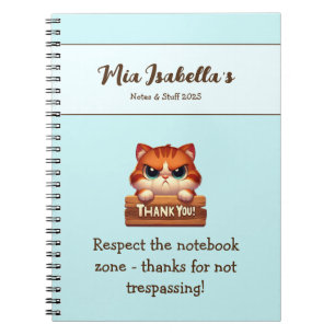 Funny Cat Thank You Privacy Notebook Customizable