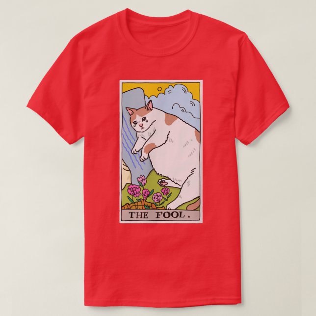Funny Cat The Fool Tarot Card Halloween Costume Ca T-Shirt (Design Front)