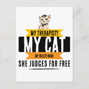 Funny Cat Therapist Quote Humor for Cat Lovers Postcard