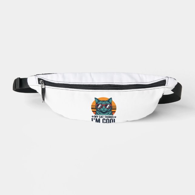 Funny Cat Thinks Im Cool Vintage Fanny Pack (Front)