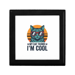 Funny Cat Thinks Im Cool Vintage Gift Box