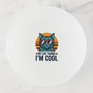 Funny Cat Thinks Im Cool Vintage Trinket Tray