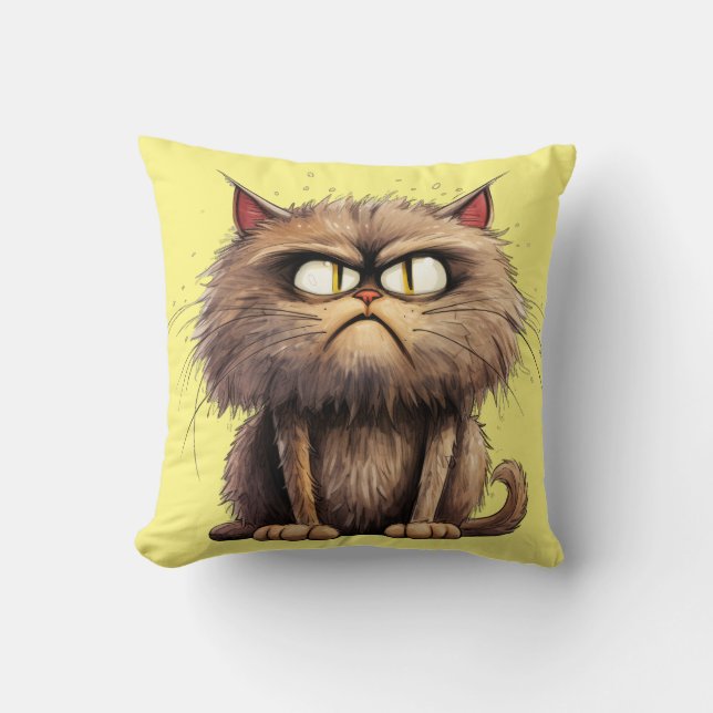 Funny Cat Throw Pillow (Front)