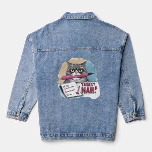Funny Cat To-Do List Denim Jacket