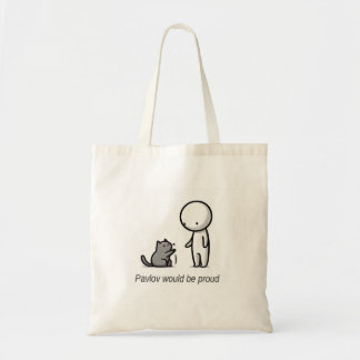 Funny cat tote bag: Pavlov would be proud.