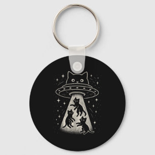 Funny Cat Ufo Cute Kitty Space Spaceship Alien Aes Keychain