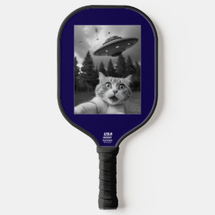 Funny Cat UFO Selfie Carbon Fiber Pickleball Paddle