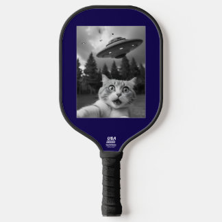 Funny Cat UFO Selfie Carbon Fiber Pickleball Paddle
