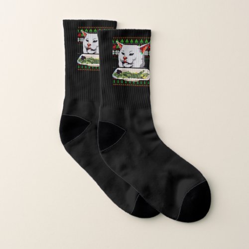 Funny Cat Ugly Sweater Christmas TM Socks