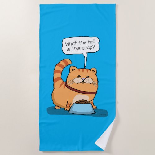 Funny Cat Unhappy With Chow Beach Towel