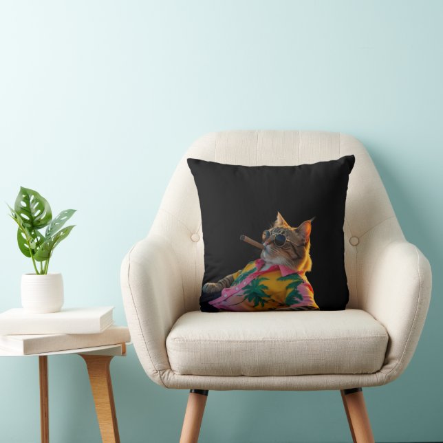 Funny Cat Vacation Pillow – Relaxing Gift for Dad (Chair)