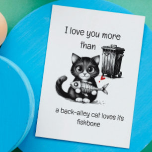 Funny Cat Valentine Card – Fishbone Pun