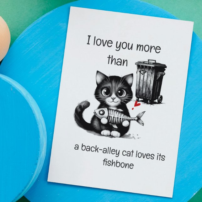 Funny Cat Valentine Card – Fishbone Pun (Creator Uploaded)