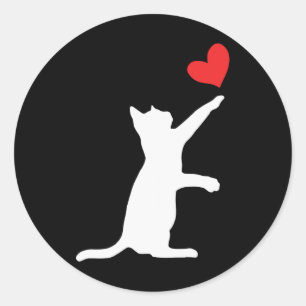 Funny Cat Valentine Cute Heart Cat Lover Valentine Classic Round Sticker