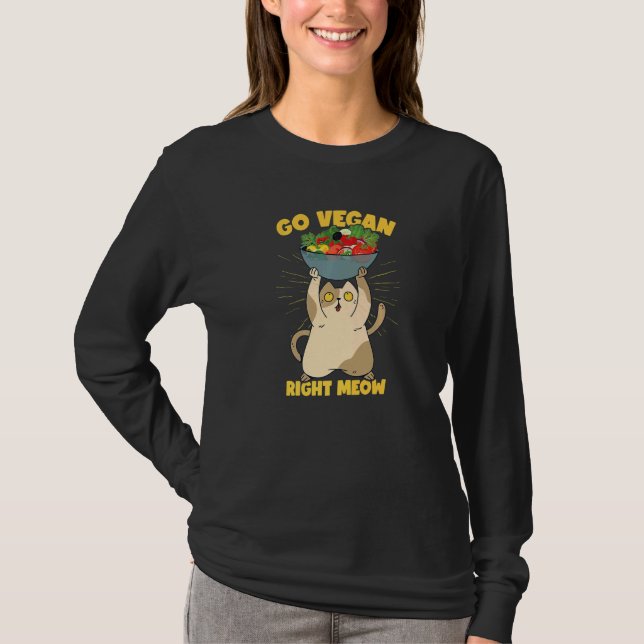 Funny Cat Veganism Plant Based Vegan Premium T-Shirt (Front)
