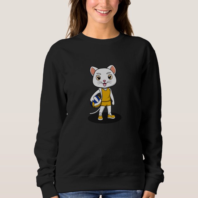 Funny Cat Volleyball Player Hobby Sports Sweatshirt (Front)