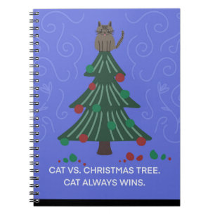 Funny Cat vs Christmas Tree Notebook