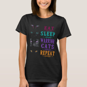 Funny Cat Warrior T shirt, Eat Sleep Warrior Cats T-Shirt