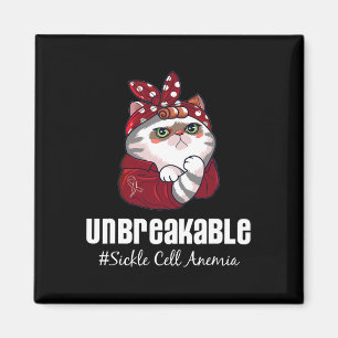 Funny Cat Warrior Unbreakable Sickle Cell Anemia A Magnet