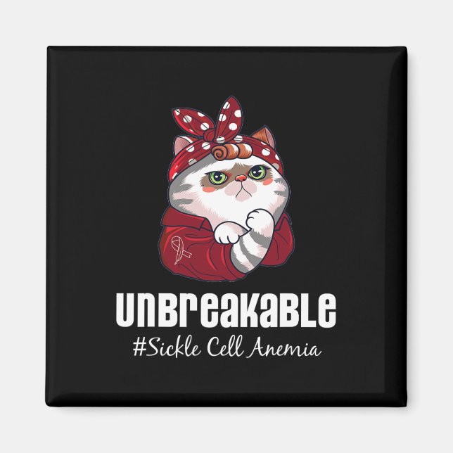 Funny Cat Warrior Unbreakable Sickle Cell Anemia A Magnet (Front)