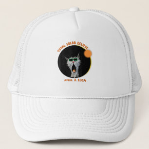 Funny Cat Watching Total Solar Eclipse 2024 Trucker Hat