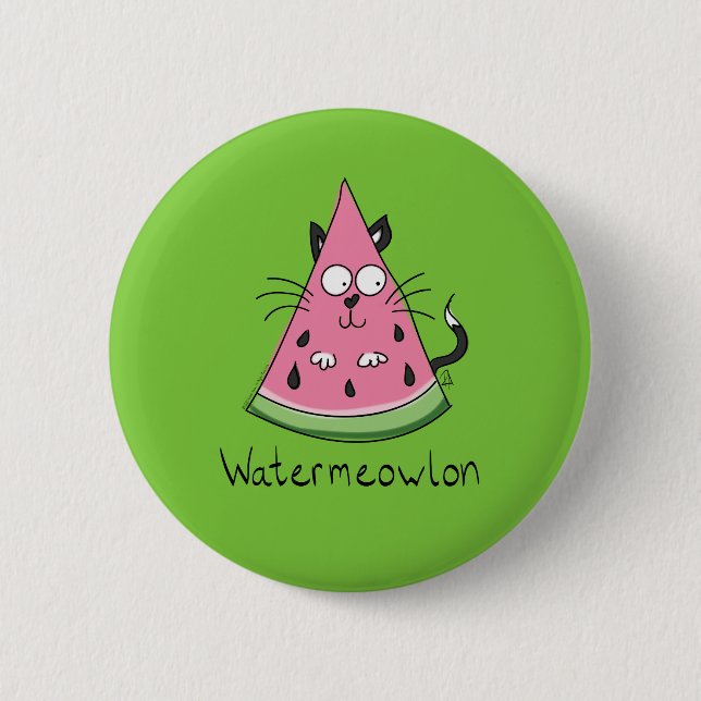 Funny Cat Watermelon Cute Kids Button (Front)