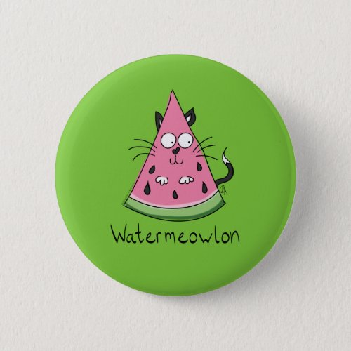 Funny Cat Watermelon Cute Kids Button