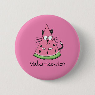 Funny Cat Watermelon Cute Kids Button
