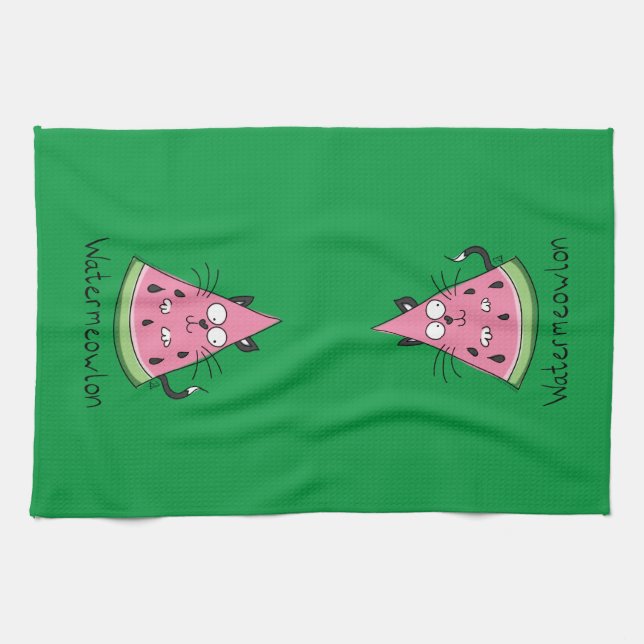 Funny Cat Watermelon Cute Kids Kitchen Towel (Horizontal)
