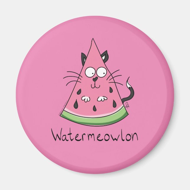 Funny Cat Watermelon Cute Kids Magnet (Front)