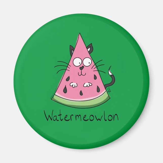 Funny Cat Watermelon Cute Kids Magnet (Front)