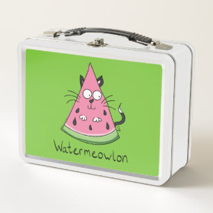 Funny Cat Watermelon Cute Kids Metal Lunch Box
