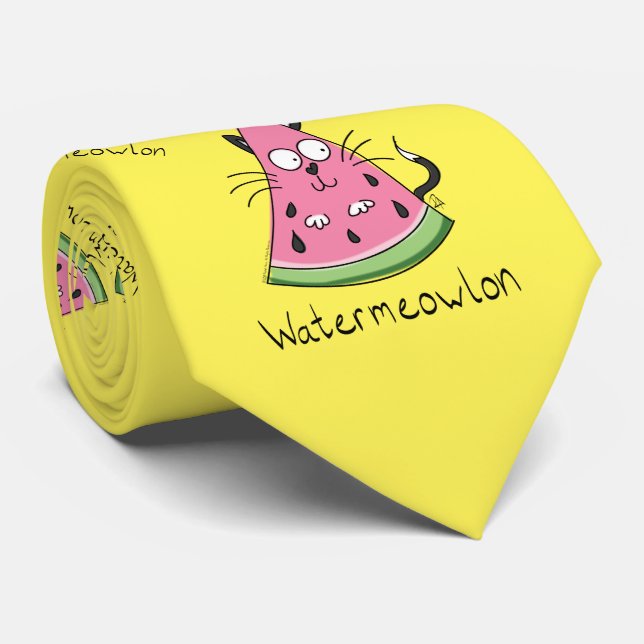Funny Cat Watermelon Cute Kids Neck Tie (Rolled)