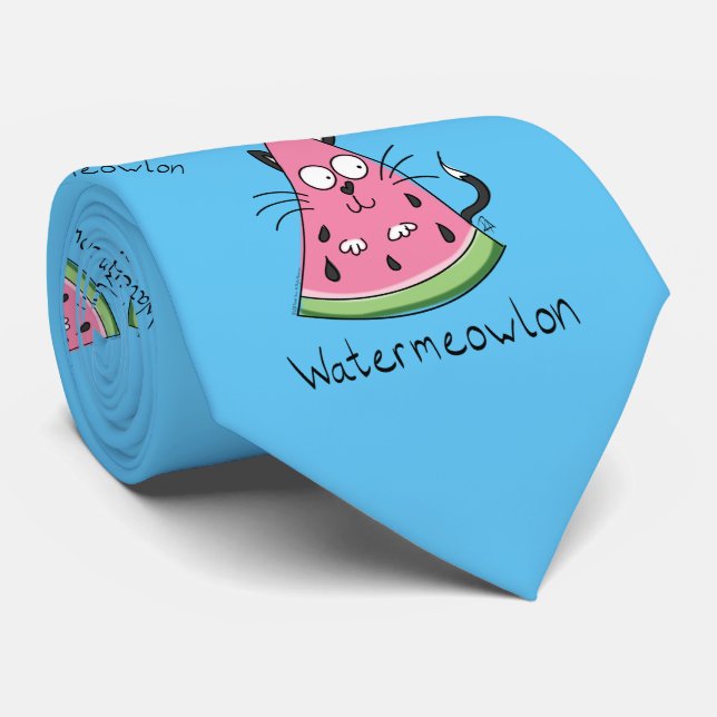 Funny Cat Watermelon Cute Kids Neck Tie (Rolled)