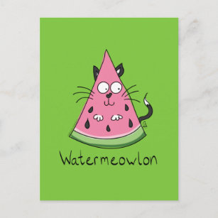 Funny Cat Watermelon Cute Kids Postcard