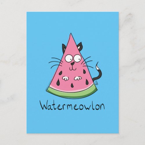 Funny Cat Watermelon Cute Kids Postcard