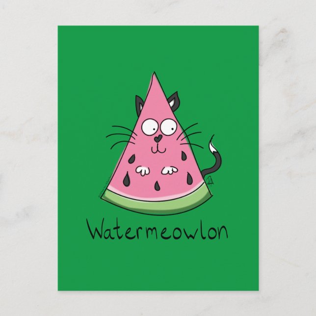 Funny Cat Watermelon Cute Kids Postcard (Front)