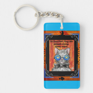 Funny Cat Wearing Fish Glasses Keychain